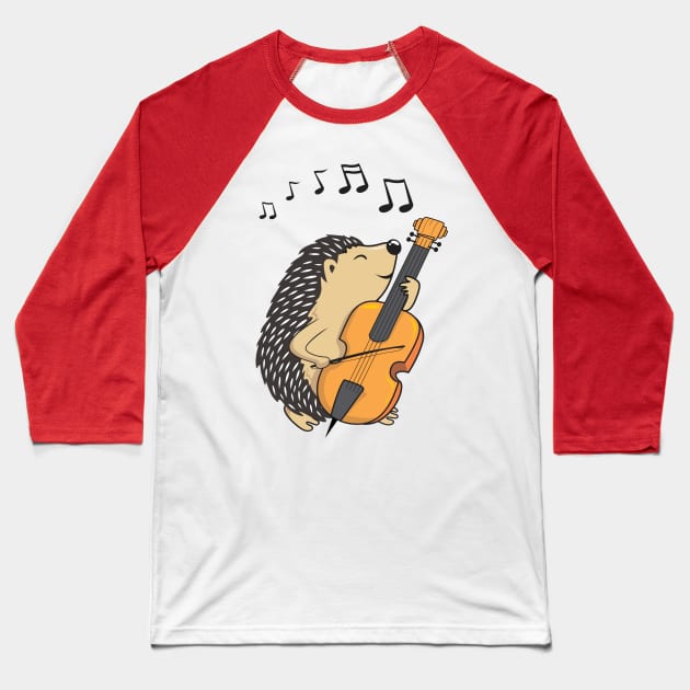 hedgehog playing cello Baseball T-Shirt by Mako Design 